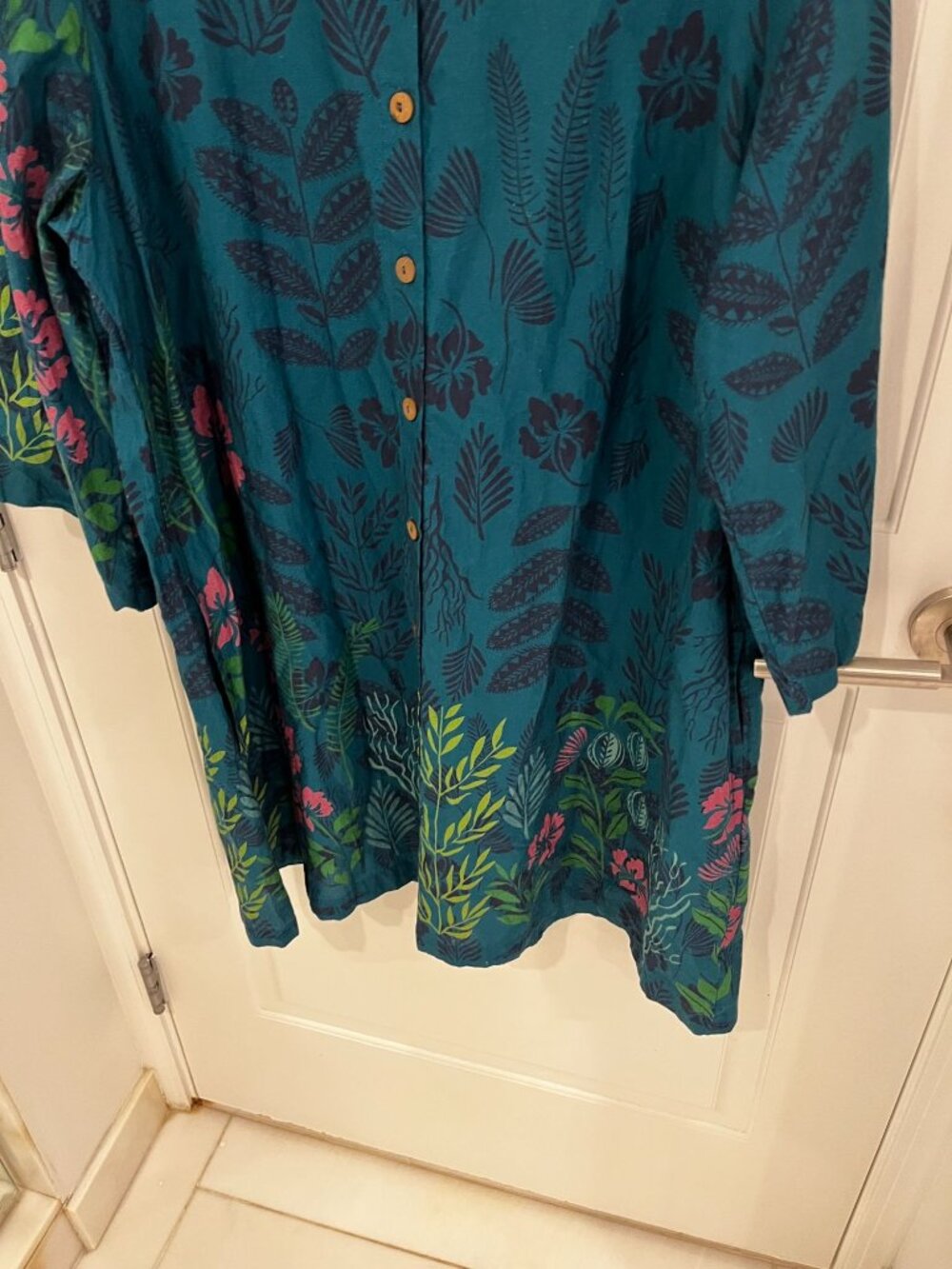 NWOT Gudrun Sjoden Woven Tahiti Tunic Top Organic Cotton Embroidered Floral L - Picture 5 of 10